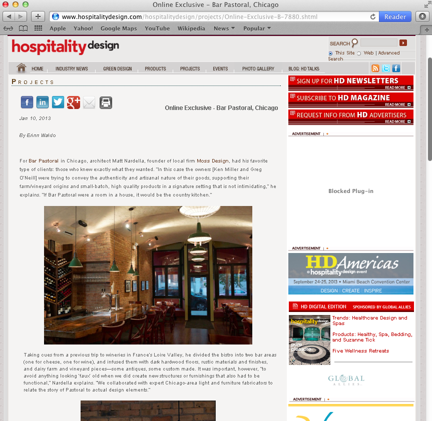 Bar Pastoral Featured in Hospitality Design Magazine Featured Image