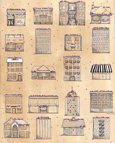 different sketches of buildings