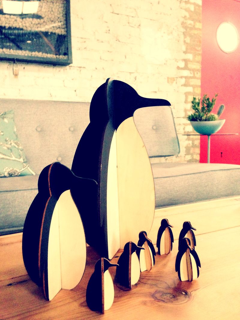 Matt Wooden Penguins