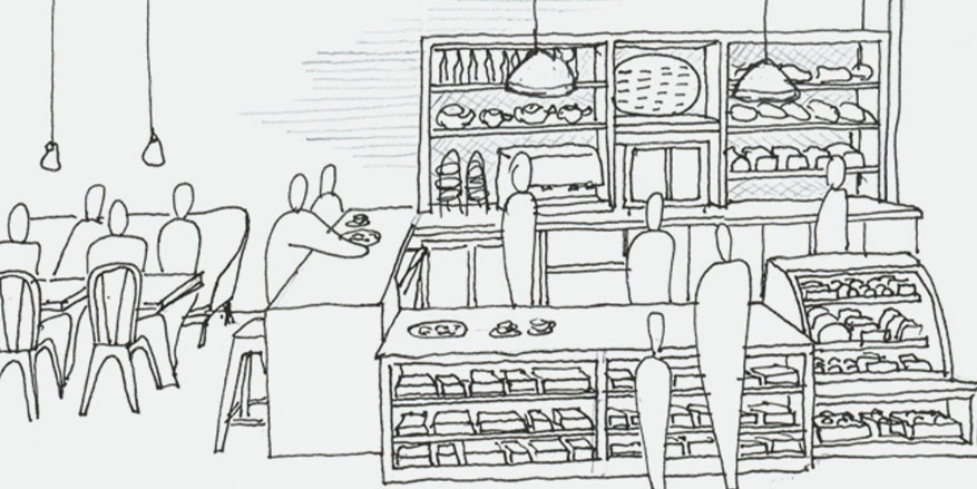 Jolly Posh interior sketch
