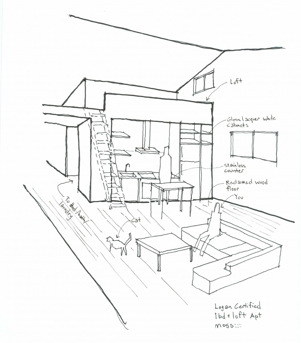 Sketch of Logan Square Loft Apartment by moss Design