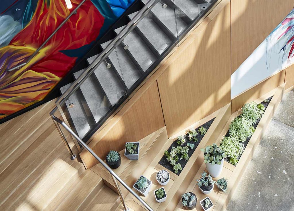 Sustainable Design Staircase With Plants By The Side