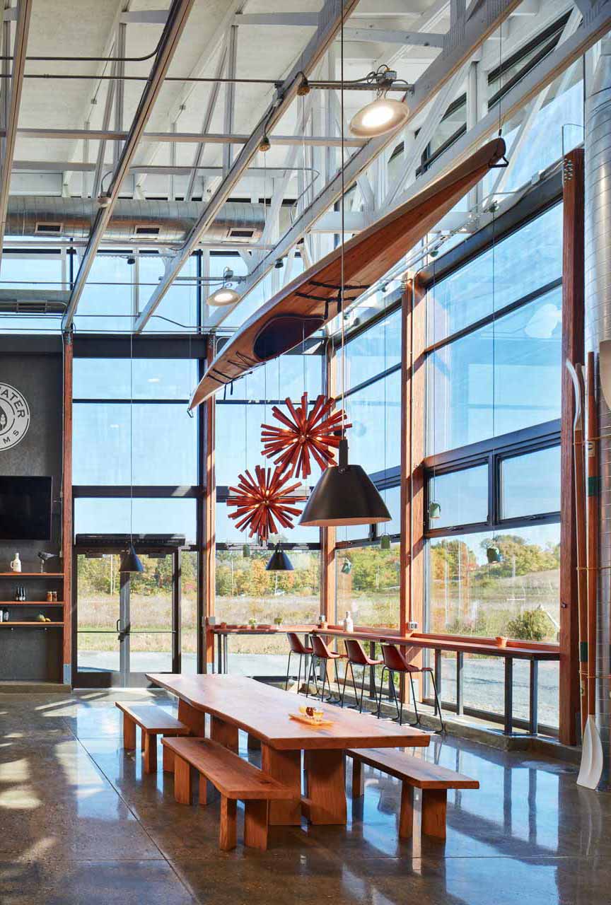 River Saint Joe Brewery Interior Empty With Large Floor To Ceiling Windows