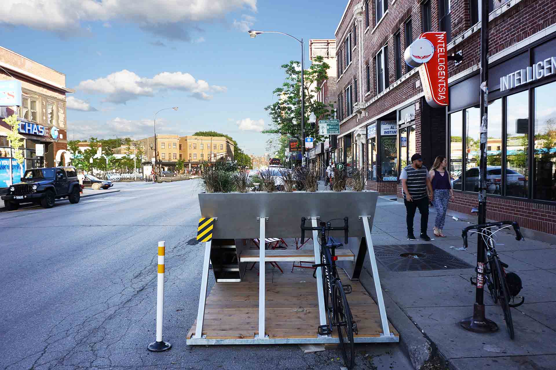Intelligentsia Parklet Bike Rack In Street View