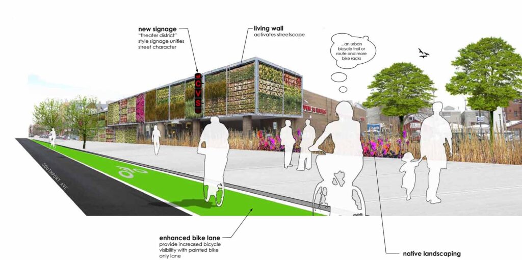 Lakeview Master Plan Bike Lane With Plant Wall