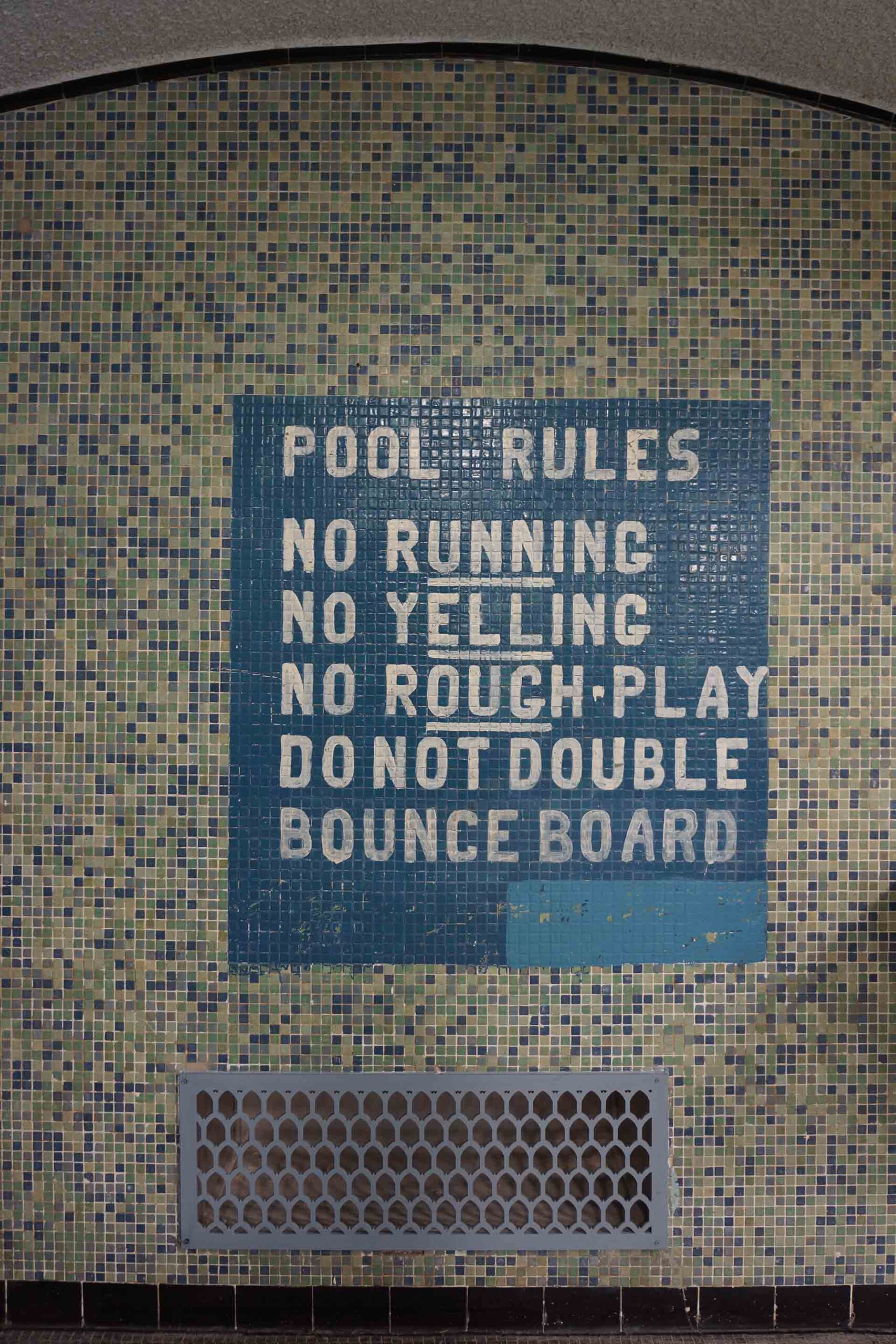 Lawrence House Pool Rules Sign