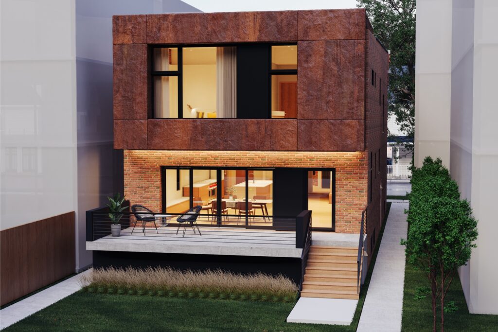 Moss Chicago Masonry Corten Steel House Design Rear