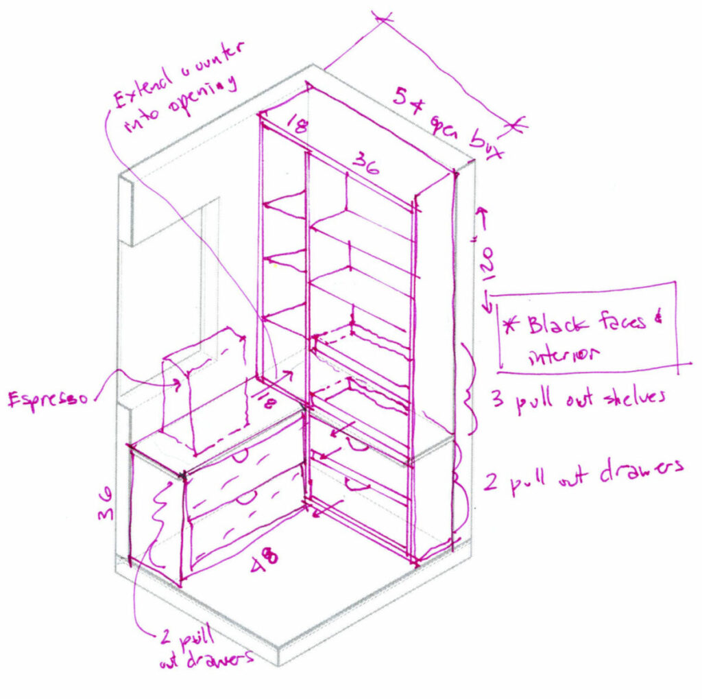 Moss Chicago Architect Coffee Lovers Pantry Sketch