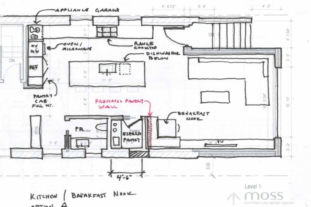 Moss Chicago Architect Kitchen Floor Plan Sketch