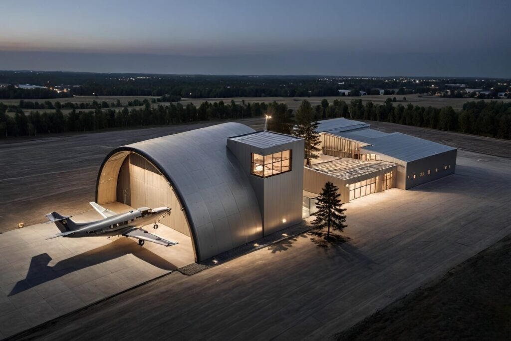 Moss Chicago Architect Airplane Hangar Design Custom Home Rendering