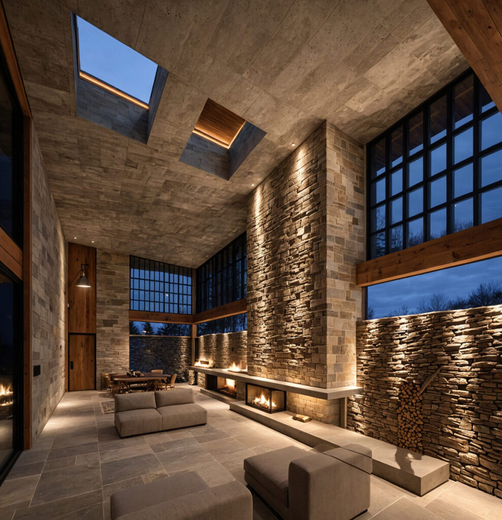 Moss Chicago Architect Rendering Interior Living Room Lake House Michigan